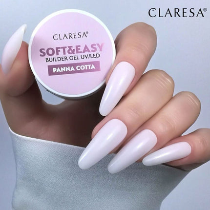 CLARESA Soft&Easy statybinis gelis nagų pailginimui – 45g talpa profesionaliam manikiūrui ir pedikiūrui