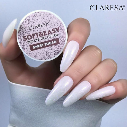 CLARESA Sweet Sugar gelis nagams 12 g – profesionali formulė nagų išlyginimui ir ilgalaikiui rezultatui