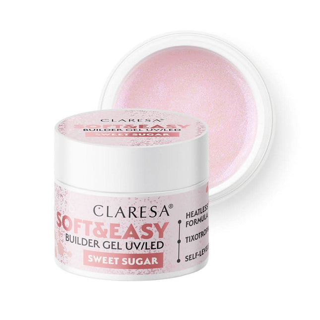 CLARESA Soft&Easy Sweet Sugar statybinis nagų gelis 45 g – profesionalus manikiūro produktas ilgalaikiams nagams
