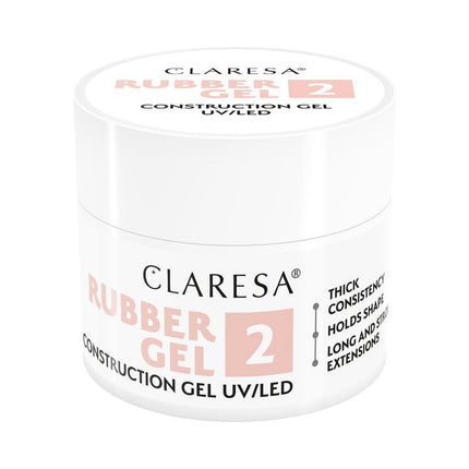 CLARESA Rubber Gel 2 nagų priauginimo gelis 45g – profesionalus tirštas gelis ilgalaikiams nagams salone