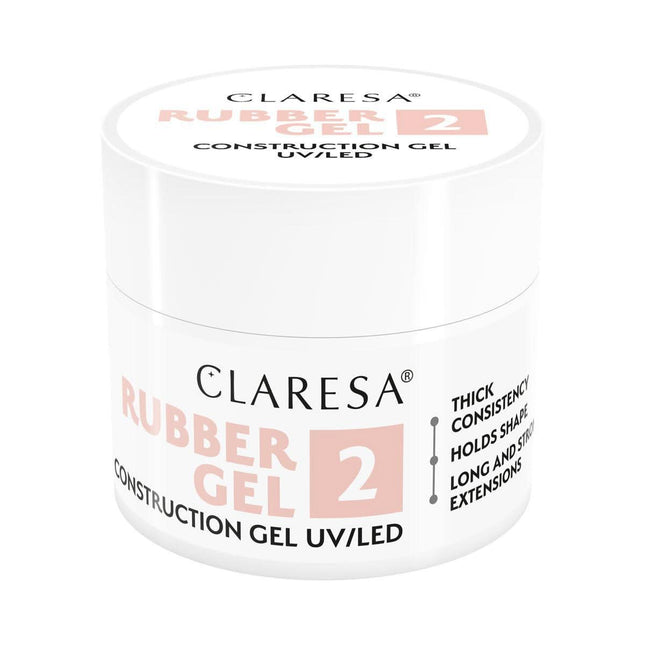 CLARESA Rubber Gel 2 nagų priauginimo gelis 45g – profesionalus tirštas gelis ilgalaikiams nagams salone