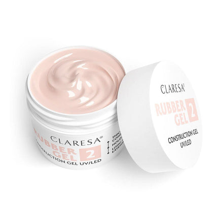 CLARESA Rubber GEL 2 aplikacija šepetėliu – tiksotropinė formulė nenuteka ant odelių manikiūro metu