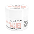 CLARESA Rubber Gel 2 nagų priauginimo gelis guminės formulės, 90 g – manikiūras ir pedikiūras