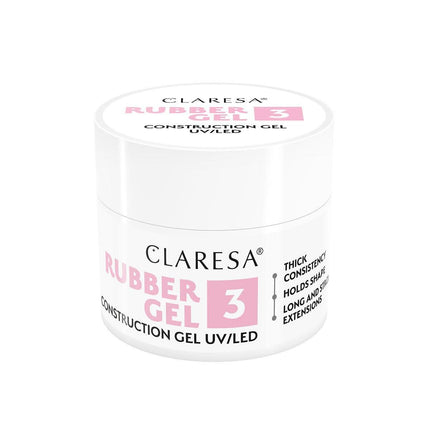 CLARESA nagų priauginimo gelis RUBBER GEL 3, 12 g – guminės formulės gelis nagų plokštelės korekcijoms