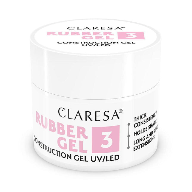CLARESA nagų priauginimo gelis RUBBER GEL 3, 45 g – guminė formulė profesionaliems nagų priauginimams
