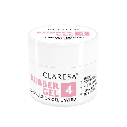 CLARESA RUBBER GEL 4 nagų priauginimo gelis 12g – tiksotropinė formulė profesionaliam manikiūrui