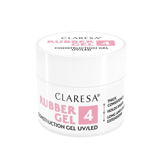 CLARESA RUBBER GEL 4 nagų priauginimo gelis 12g – tiksotropinė formulė profesionaliam manikiūrui