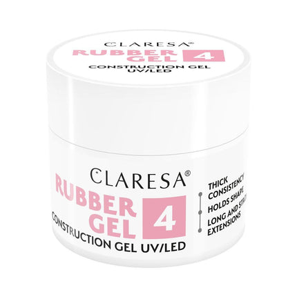 CLARESA RUBBER GEL 4 nagų priauginimo gelis 45g – tankios formulės struktūrinis gelis profesionaliam salonų manikiūrui