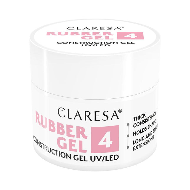 CLARESA RUBBER GEL 4 nagų priauginimo gelis 45g – tankios formulės struktūrinis gelis profesionaliam salonų manikiūrui