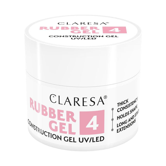 CLARESA Rubber Gel 4 nagų priauginimo gelis 90g – tiksotropinis UV gelis manikiūrui ir pedikiūrui profesionalams