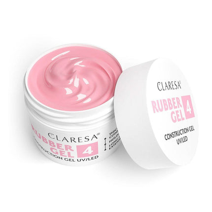 CLARESA Rubber Gel 4 aplikacija ant nagų – tiksotropinis gelis nenuteka ant odelių, užtikrina švarų rezultatą