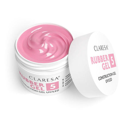 CLARESA Rubber Gel 5 – tankios formulės priauginimo gelis profesionaliam salonų darbui ir pradedantiesiems