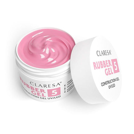 CLARESA Rubber Gel 5 naudojimas nagų plokštelės pratęsimui – stabili konsistencija aukštoje temperatūroje