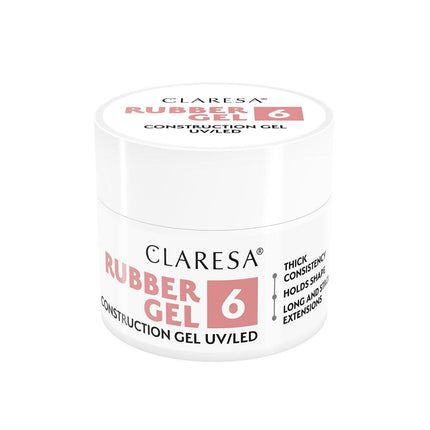CLARESA Rubber Gel nagų priauginimo gelis 6, 12 g – profesionalus tiksotropinis gelis manikiūrui