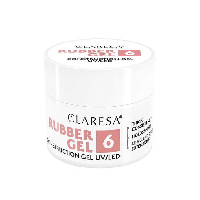CLARESA Rubber Gel nagų priauginimo gelis 6, 12 g – profesionalus tiksotropinis gelis manikiūrui