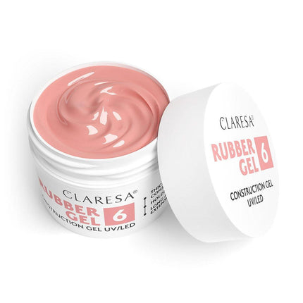 CLARESA Rubber Gel 6 – temperatūrai atspari tiksotropinė formulė stabiliam nagų priauginimui