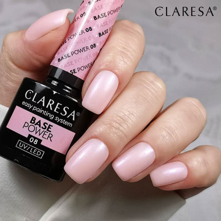 CLARESA Power Base 08 nerūgštinė gelinio lako bazė pedikiūrui – tinka visiems nagų tipams