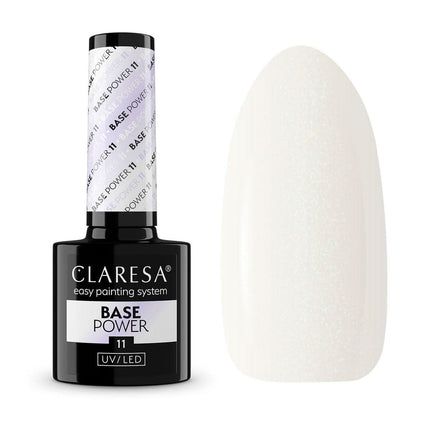 CLARESA Power Base 11 – vidutinio tirštumo savaime išsilyginanti gelinio lako bazė nagams