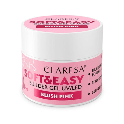 CLARESA statybinis gelis Blush Pink salone – savaime išsilyginantis nagų gelis profesionaliam naudojimui