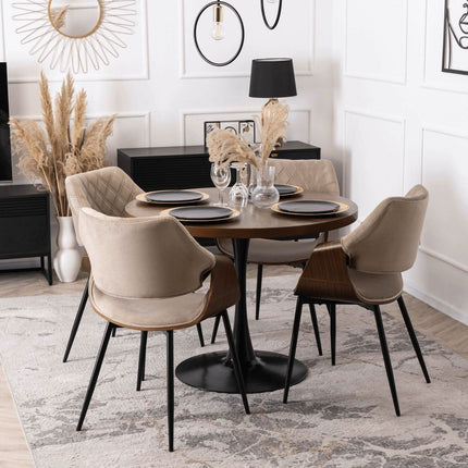 Mebel Elite DAKOTA veliūrinė kėdė riešutmedžio kojomis – elegantiškas baldas kosmetologijos kabinetui
