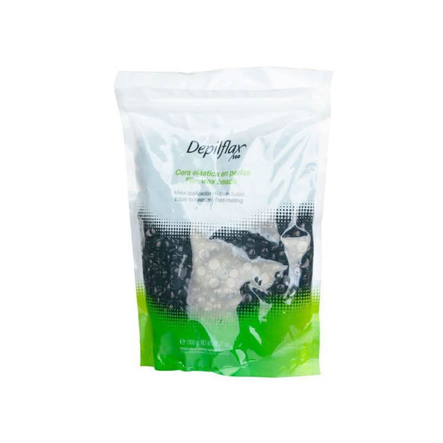 DEPILFLAX 100 elastingas depiliacinis vaškas PEARL NEGRA BLACK 1000g – specialiai vyriškų plaukų šalinimui salone