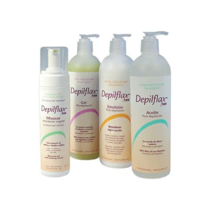 DEPILFLAX 100 drėkinamoji emulsija 500 ml – mažina paraudimą ir dirginimą po depiliacijos, tinkama salonams