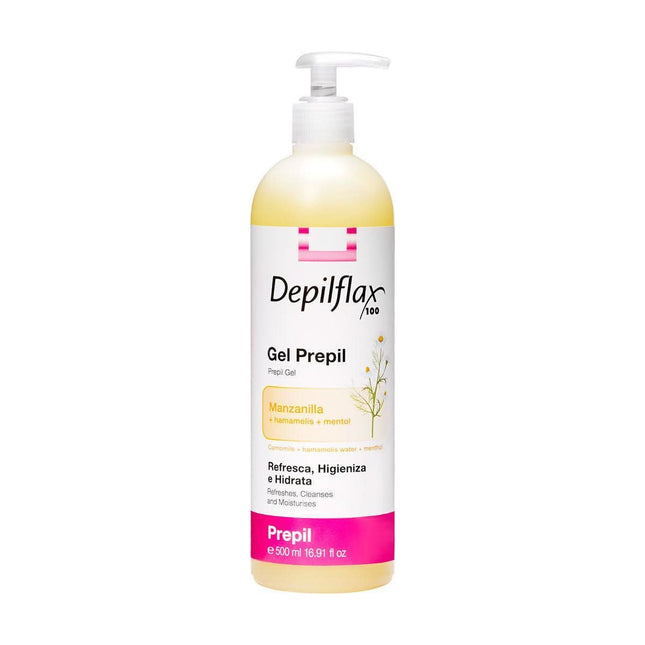 DEPILFLAX 100 gelis prieš epiliacijos procedūrą 500 ml – nuriebina odą, su ramunėlių ekstraktu, profesionaliai kosmetikai