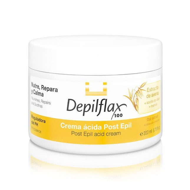 DEPILFLAX 100 kremas su rūgštimi po depiliacijos 200ml – drėkinamoji kosmetika jautriai odai salonams