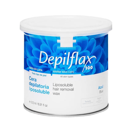 DEPILFLAX depiliacinis vaškas skardinėje AZULENE 500ml – azuleninis vaškas jautriai odai salonams