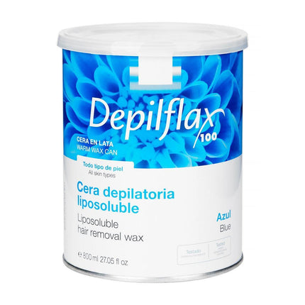 DEPILFLAX depiliacinis vaškas skardinėje AZULENE 800ml – raminamasis azuleno vaškas jautriai odai salonams