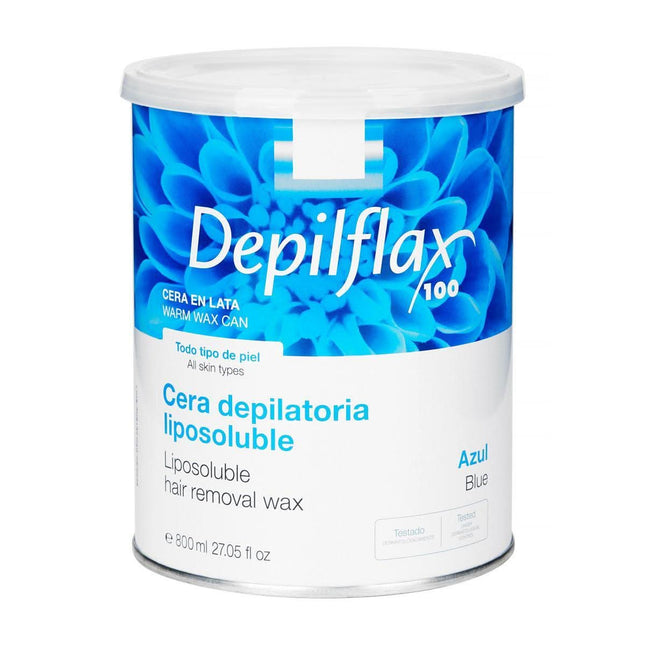 DEPILFLAX depiliacinis vaškas skardinėje AZULENE 800ml – raminamasis azuleno vaškas jautriai odai salonams
