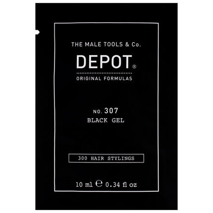Depot NO. 307 juodas plaukų gelis 10ml – profesionali stilizavimo priemonė kirpykloms
