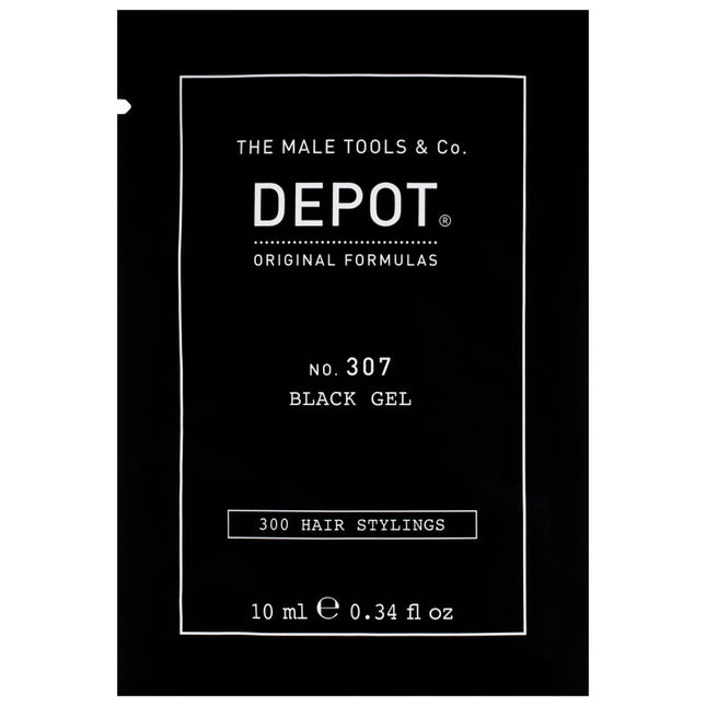 Depot NO. 307 juodas plaukų gelis 10ml – profesionali stilizavimo priemonė kirpykloms