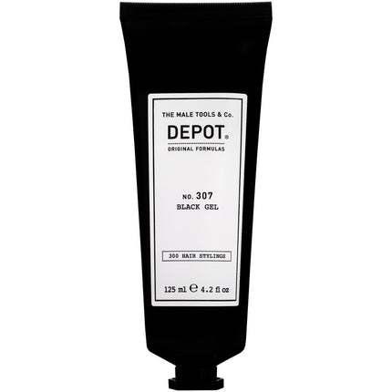Depot NO. 307 black plaukų formavimo gelis 125ml – profesionali priemonė kirpykloms stipriai fiksacijai