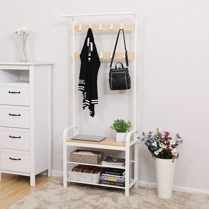 Balta metalinė kabykla HSR40W grožio salonui – elegantiškas klientų drabužių laikymas
