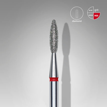 Staleks Pro 2,1mm liepsnelės formos deimantinis frezos antgalis nagų odos ir kutikulų apdirbimui salone