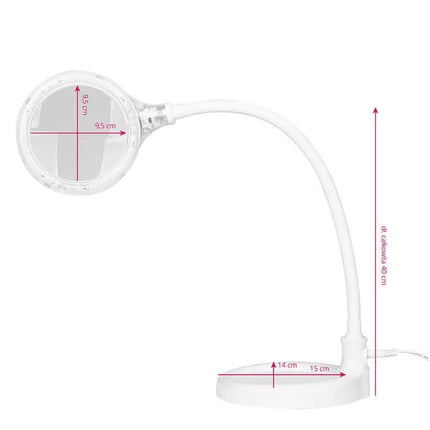 ELEGANTE 2014-2R LED lupa-lempa ant stalo – ryškus SMD apšvietimas procedūroms atlikti