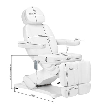 SILLON CLASSIC profesionali pedikiūro kėdė balta – ergonominis dizainas, tinkamas intensyviam salonų naudojimui