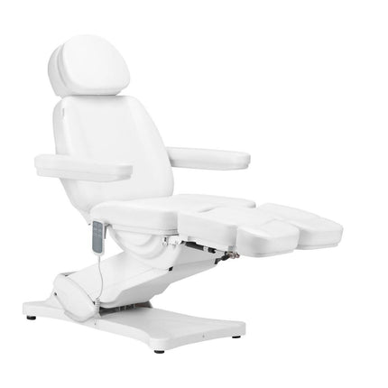 SILLON CLASSIC balta pedikiūro kėdė su 3 varikliais – ergonomiška ir funkcionali profesionaliam naudojimui