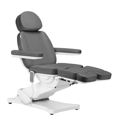 SILLON CLASSIC pilka pedikiūro kėdė su 3 varikliais – ergonomiška konstrukcija profesionaliam naudojimui