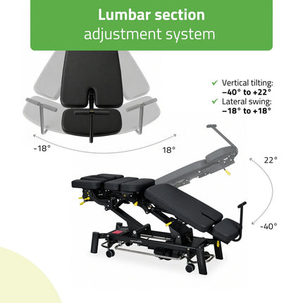 Elektrinis chiropraktikos stalas HABYS UPRIGHT CHIRO Z7, juodas - nuotrauka 7