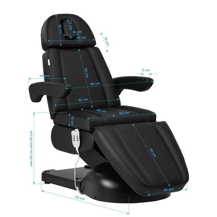 AZZURRO LUX juodas elektrinis gultas – stilingas akcentas moderniame grožio salone ar SPA