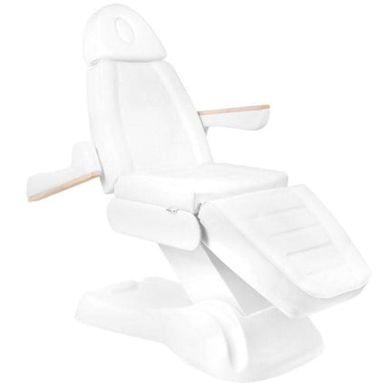 Profesionalus elektrinis gultas SILLON LUX 273B su kėdute 304 – kosmetologijos salono baldai balta spalva