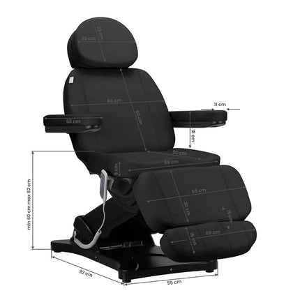 SILLON CLASSIC juodas gultas kosmetologams – ergonomiška konstrukcija ilgoms procedūroms ir klientų komfortui