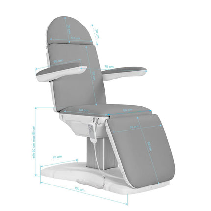 Elektrinis gultas SILLON ECLIPSE grožio procedūroms – pilkas, ergonomiškas, profesionalus