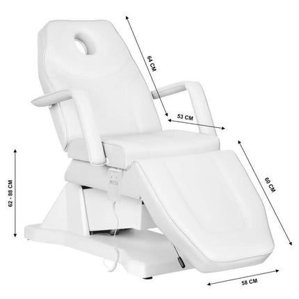 BeautyKit SOFT 1 variklio baltas gultas – profesionalus kosmetologijos baldas be fizinių pastangų