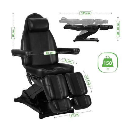 Elektrinis kosmetologinis krėslas HABYS ELARA PRO 6P, juodas - nuotrauka 11
