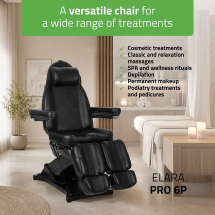 Elektrinis kosmetologinis krėslas HABYS ELARA PRO 6P, juodas