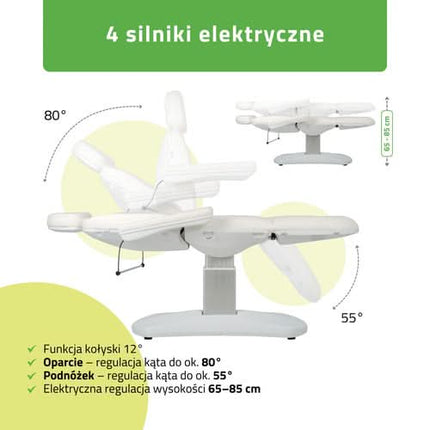 Elektrinis kosmetologinis krėslas HABYS RAVIA PRO 3, baltas - nuotrauka 5