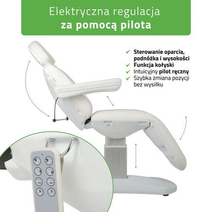 Elektrinis kosmetologinis krėslas HABYS RAVIA PRO 3, baltas - nuotrauka 6